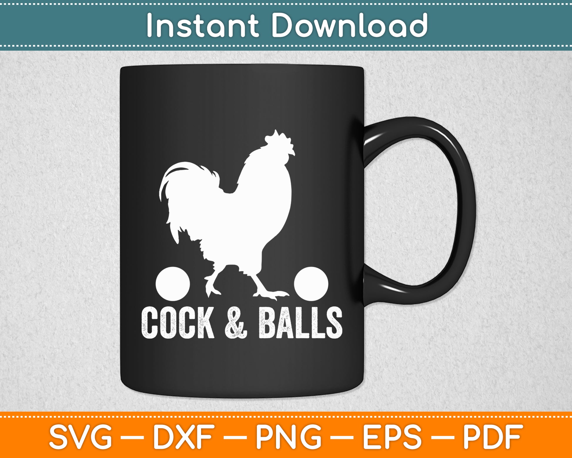 Cock & Balls - Rooster Farm Animal Subtle Innuendo Pun Party Svg Digital Cutting File