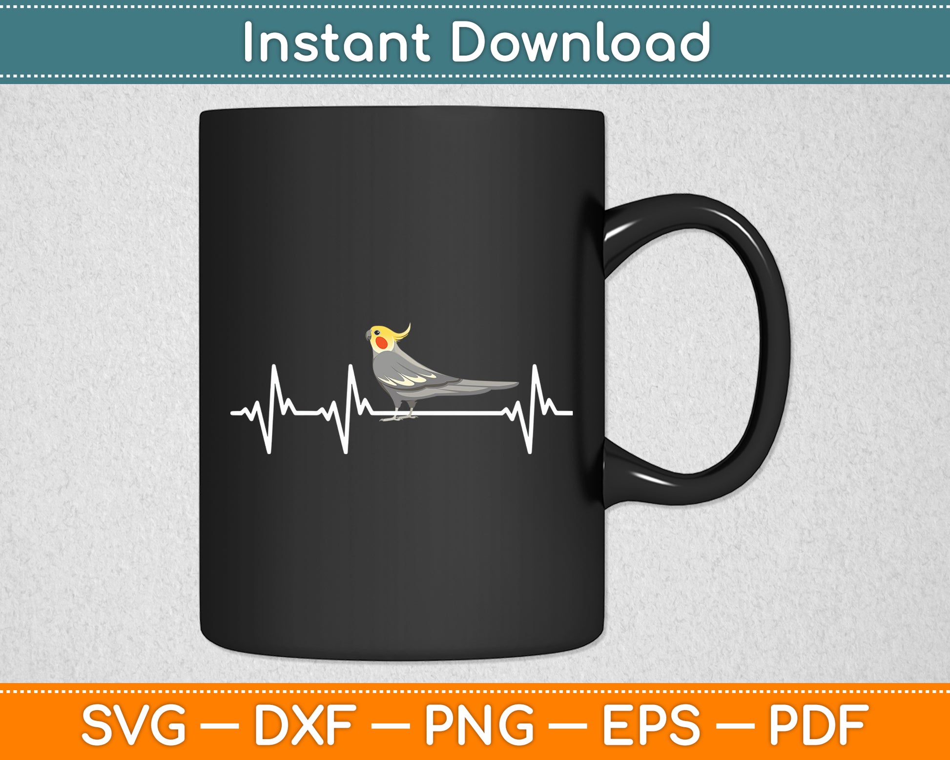 Cockatiel Heartbeat EKG Pulseline Avian Parrot Birds Svg Digital Cutting File