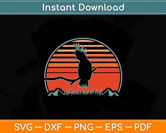 Cockatoo Parrot Retro Vintage 80s Style Birding Svg Digital Cutting File