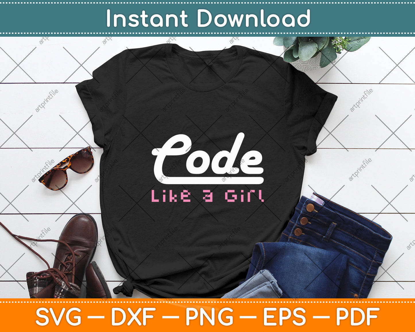 Code Like A Girl Programming Computer Science Svg Digital Cutting File