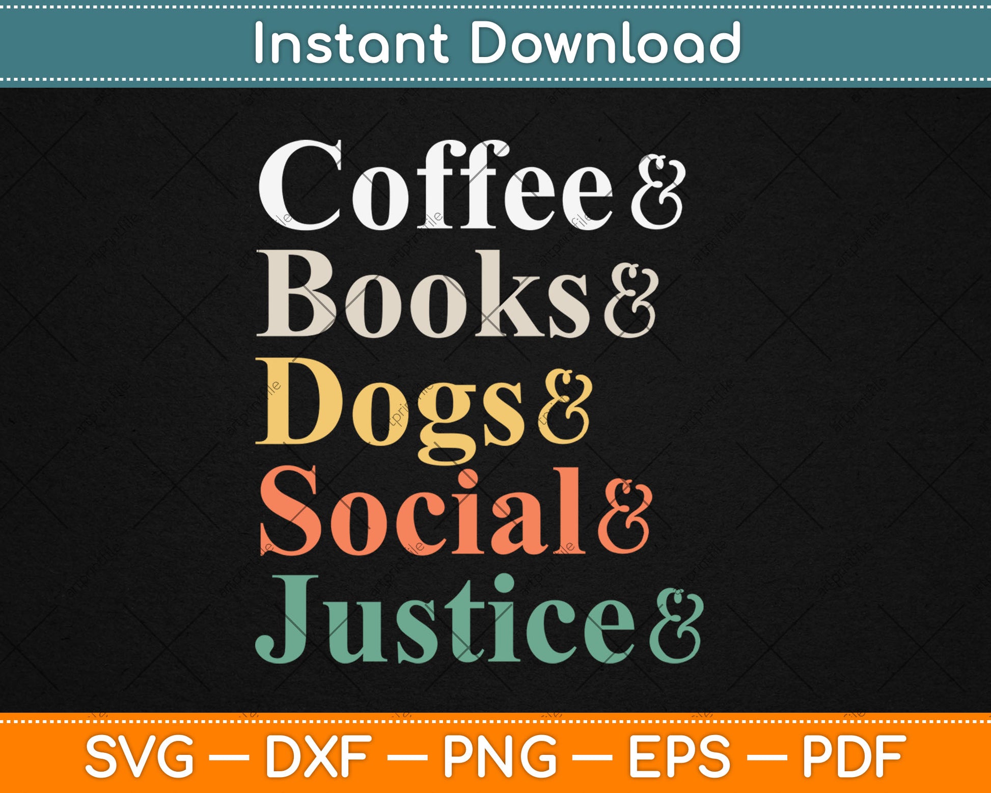 Coffee Books Dogs Social Justice Svg Digital Cutting File