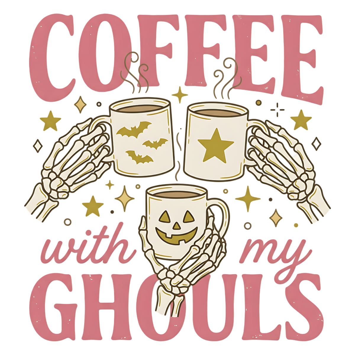 Coffee With My Ghouls Halloween PNG