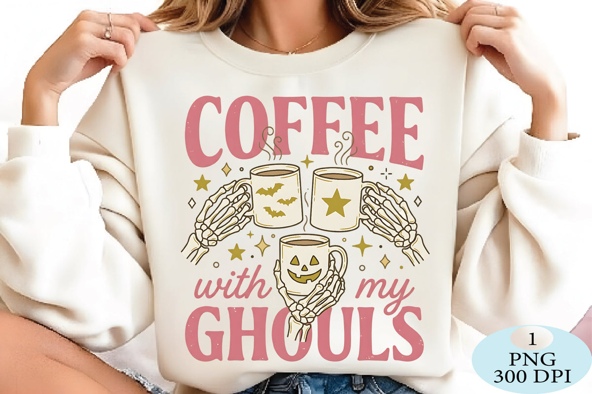 Coffee With My Ghouls Halloween PNG