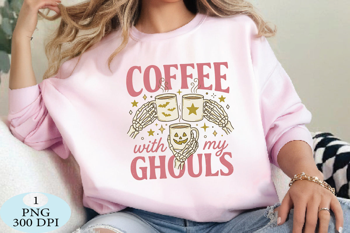 Coffee With My Ghouls Halloween PNG