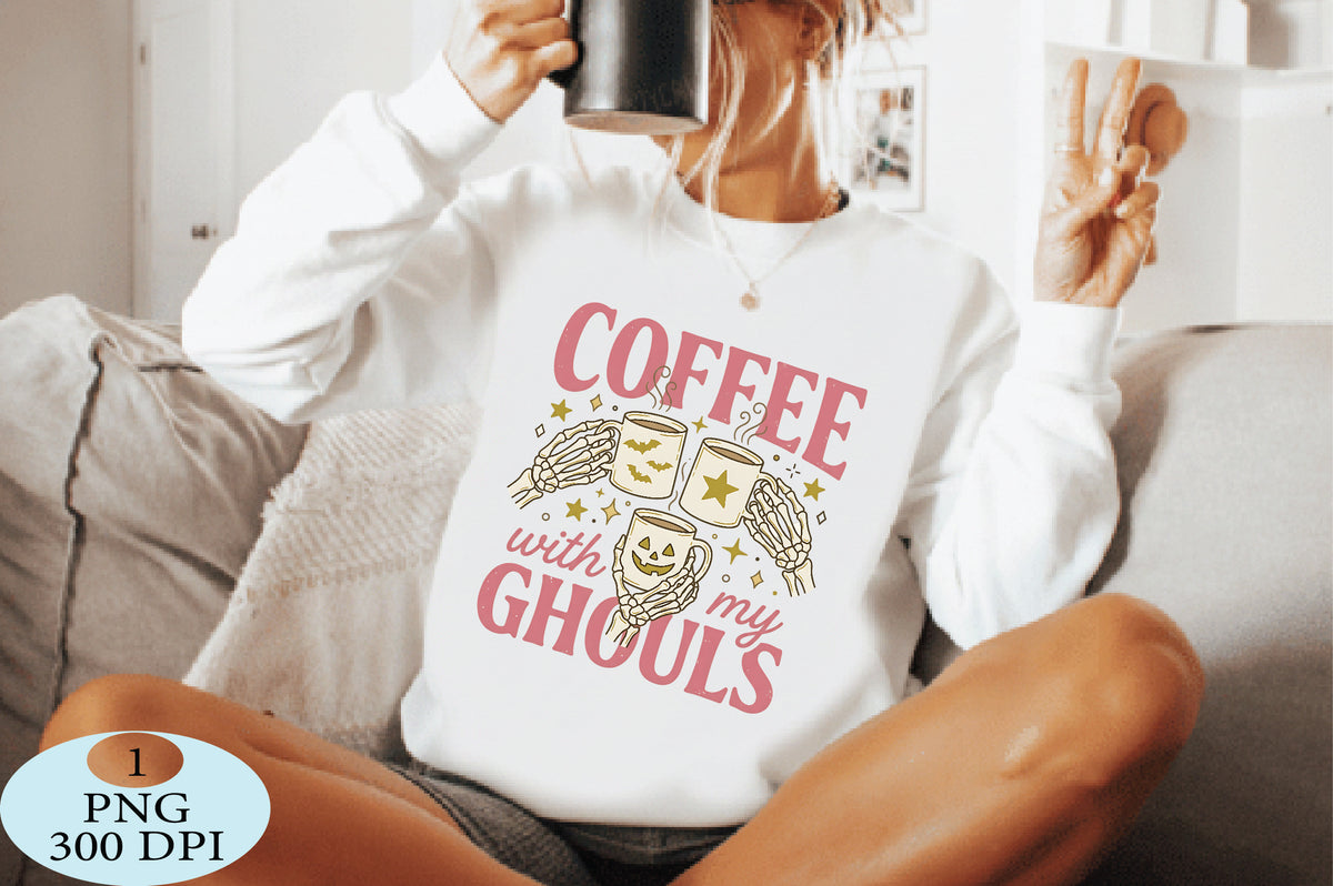 Coffee With My Ghouls Halloween PNG