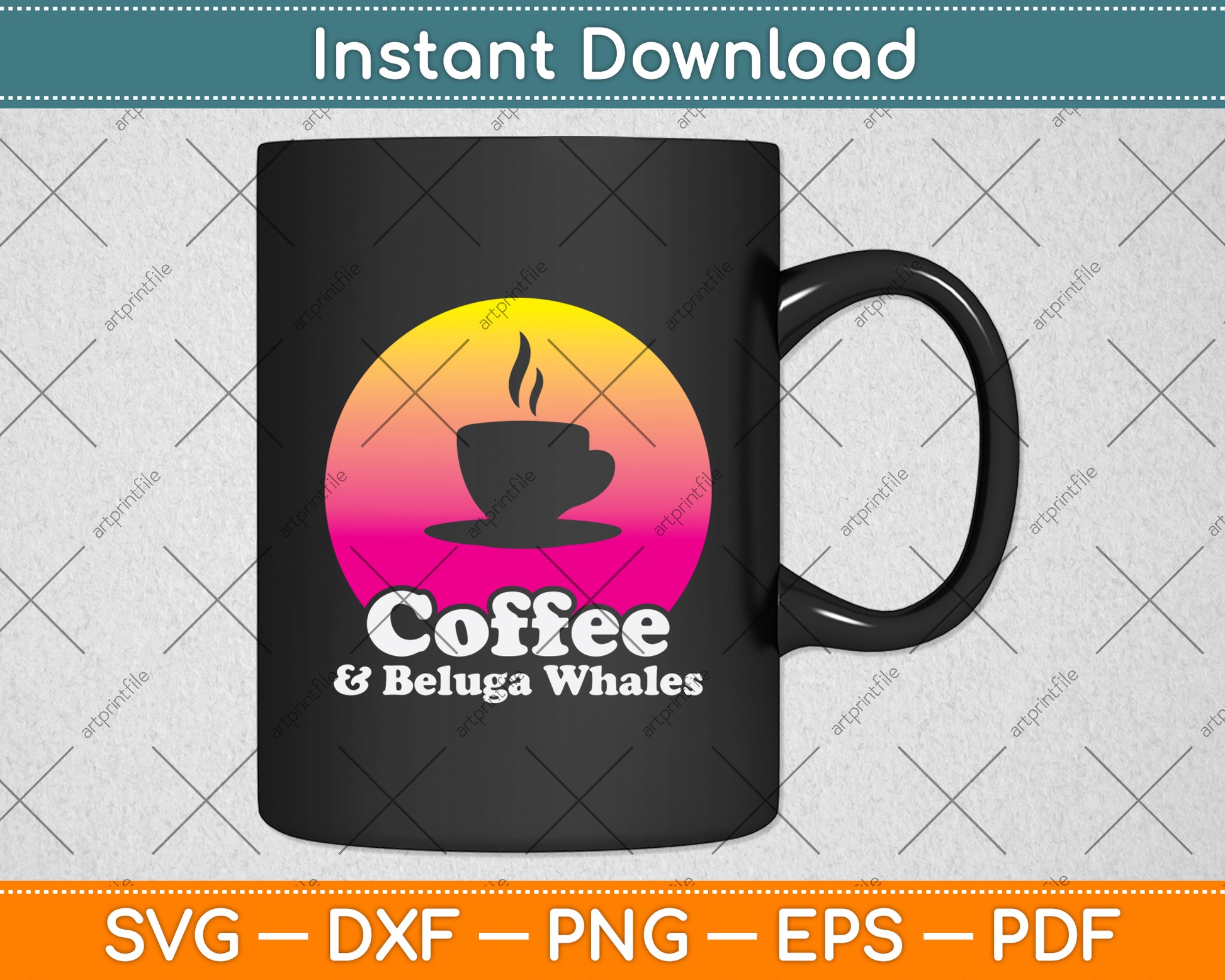 Coffee & Beluga Whales Svg Digital Cutting File