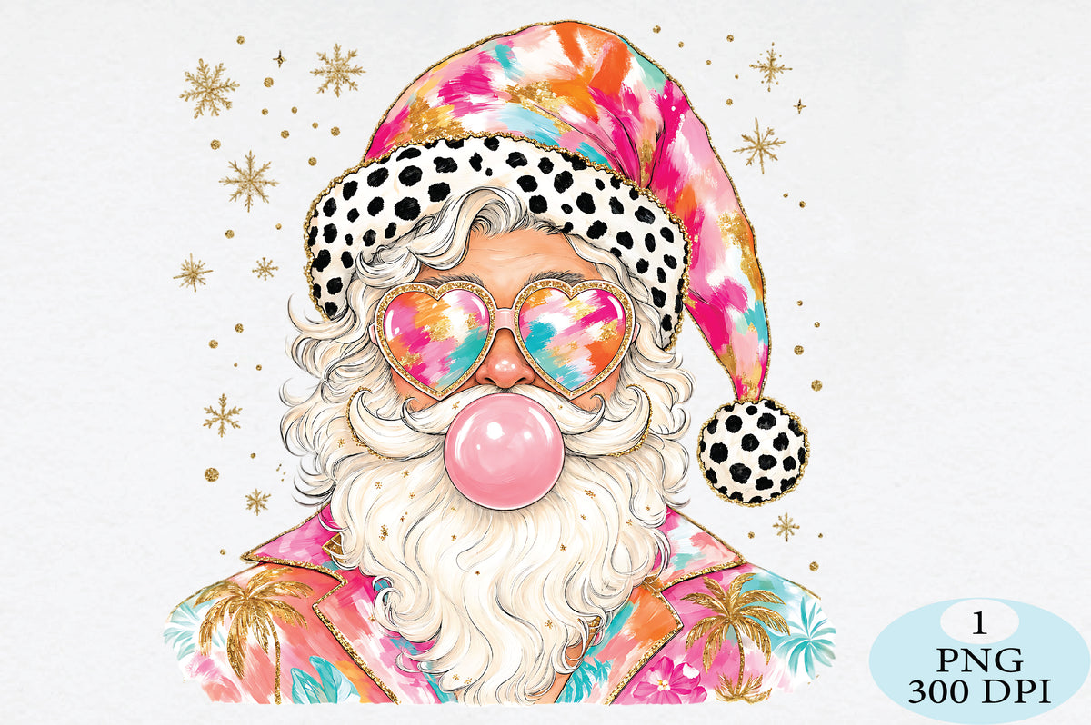 Colorful Bubblegum Santa Claus PNG