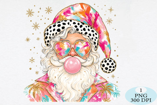 Colorful Bubblegum Santa Claus PNG