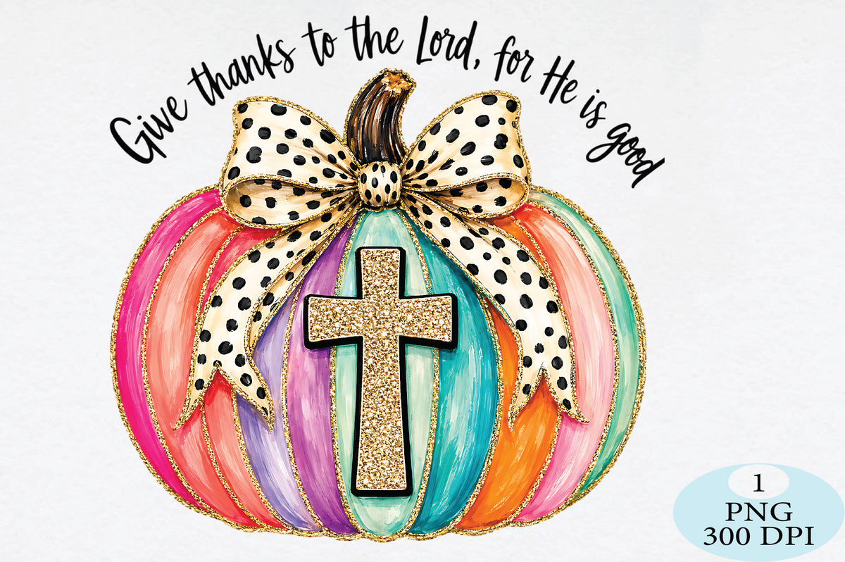 Colorful Christian Pumpkin Thanksgiving PNG