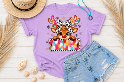 Colorful Christmas Reindeer PNG Sublimation Design