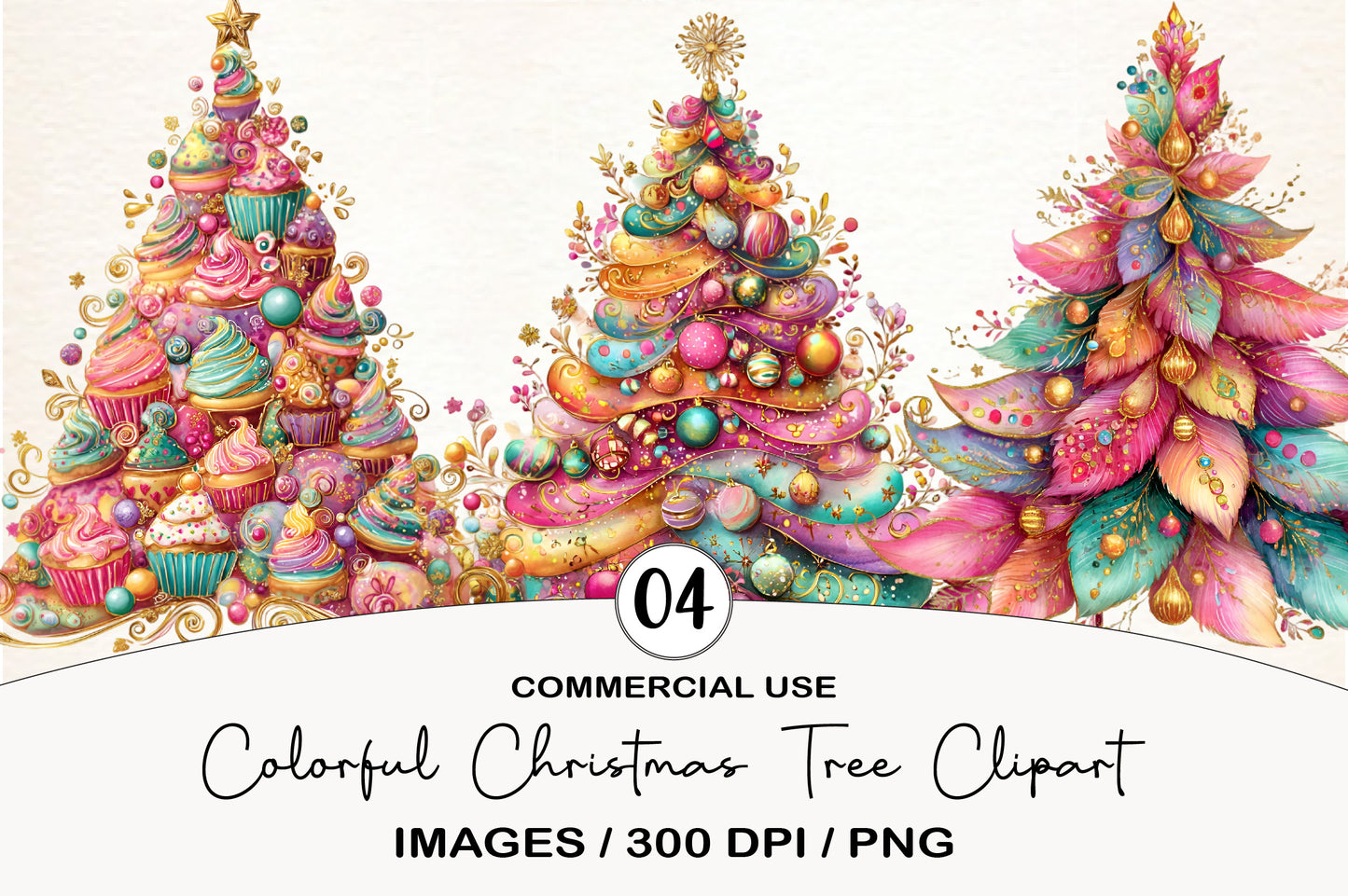 Colorful Christmas Tree Clipart PNG