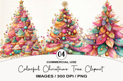 Colorful Christmas Tree Clipart PNG