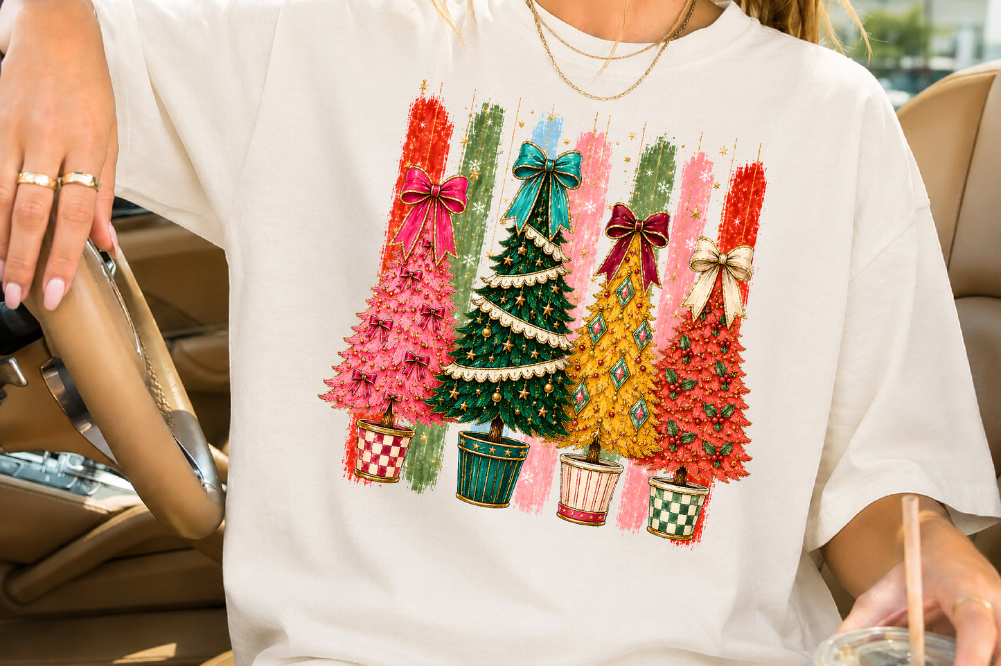 Colorful Christmas Tree PNG Bundle, Festive Holiday Tree Sublimation Design