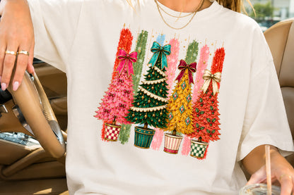 Colorful Christmas Tree PNG Bundle, Festive Holiday Tree Sublimation Design