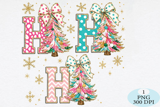 Colorful Ho Ho Ho Christmas Tree PNG