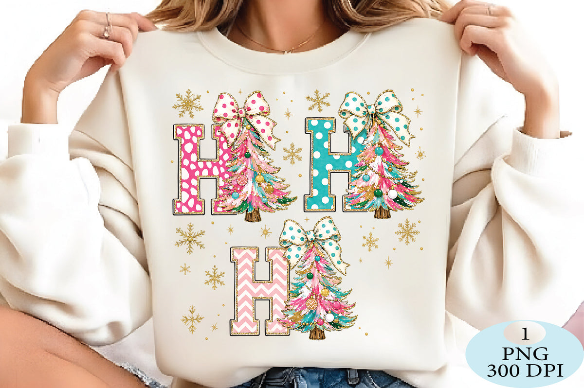 Colorful Ho Ho Ho Christmas Tree PNG