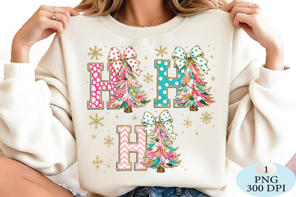 Colorful Ho Ho Ho Christmas Tree PNG