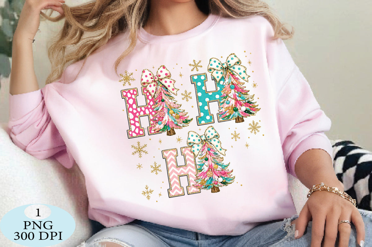 Colorful Ho Ho Ho Christmas Tree PNG