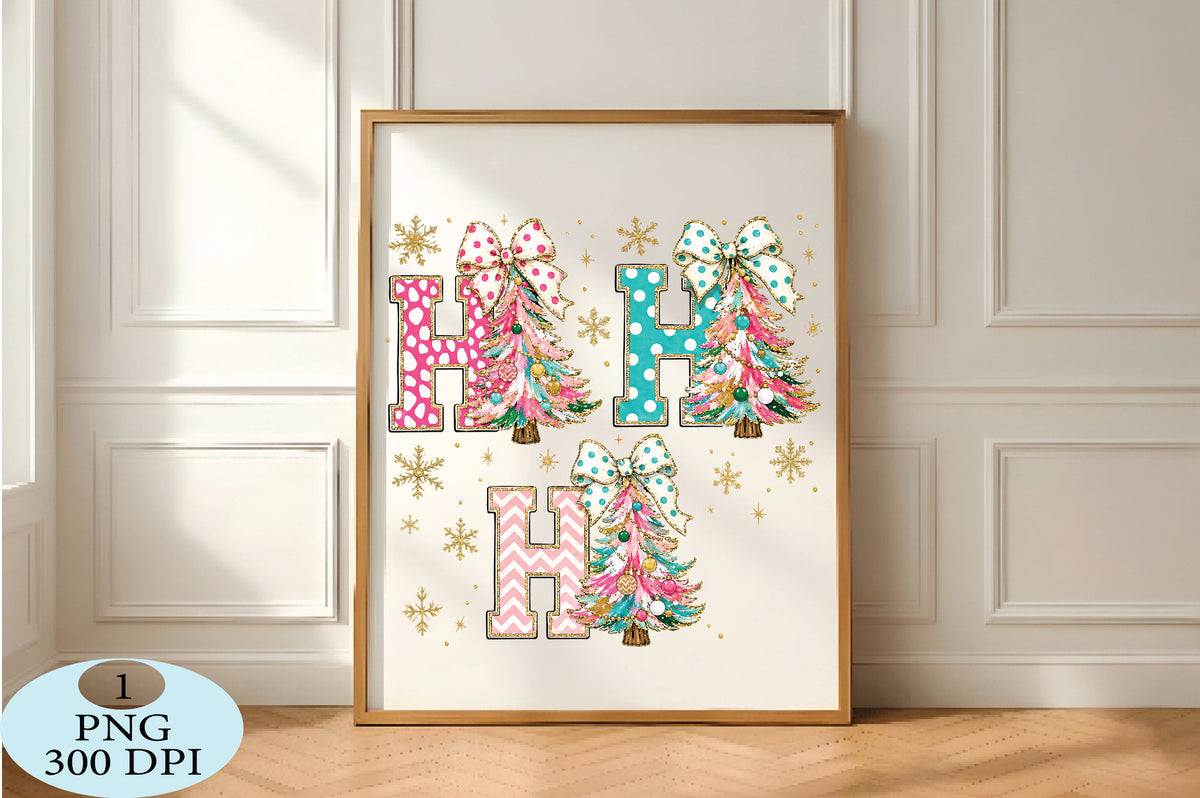 Colorful Ho Ho Ho Christmas Tree PNG