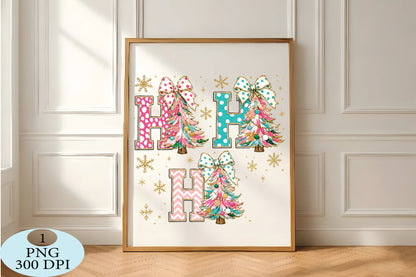 Colorful Ho Ho Ho Christmas Tree PNG