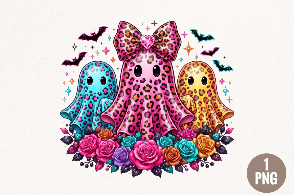 Colorful Leopard Ghost Trio PNG