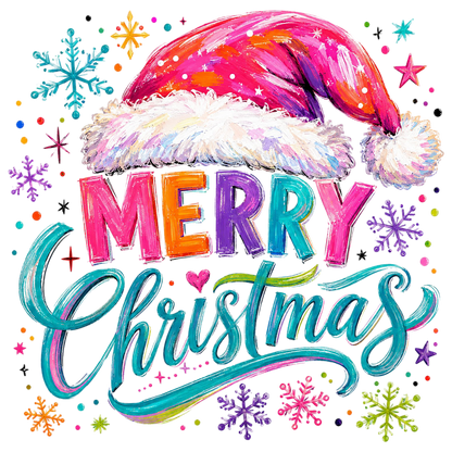 Colorful Merry Christmas Santa Hat PNG