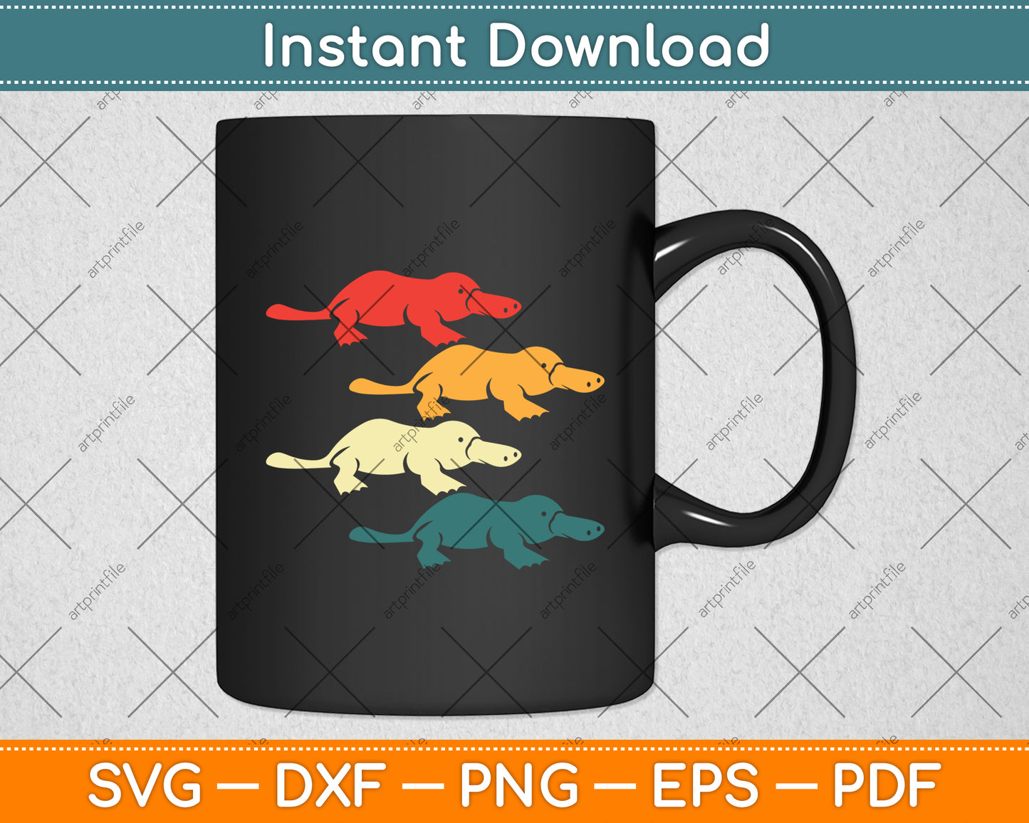 Colorful Platypus Lovers Svg Png Dxf Digital Cutting File
