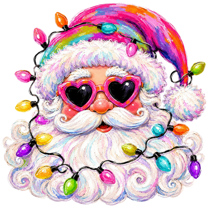 Colorful Santa Christmas Lights PNG