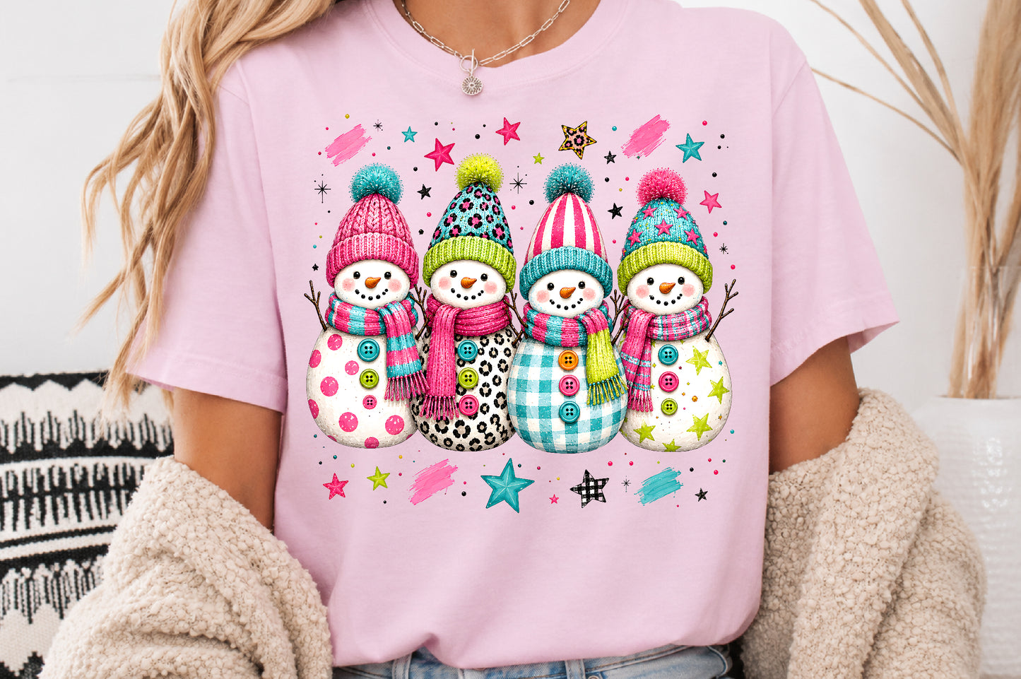 Colorful Snowman Squad Christmas PNG, Cute Winter Sublimation Design