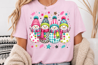 Colorful Snowman Squad Christmas PNG, Cute Winter Sublimation Design