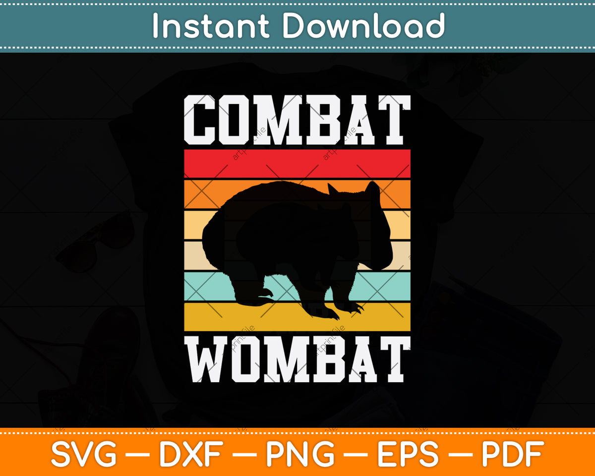 Combat Wombat Vintage Retro Svg Png Dxf Digital Cutting File