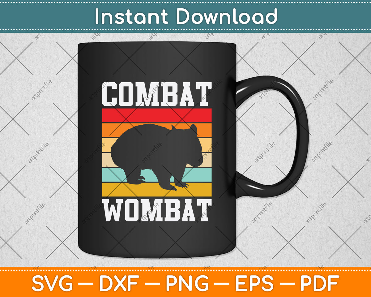 Combat Wombat Vintage Retro Svg Png Dxf Digital Cutting File