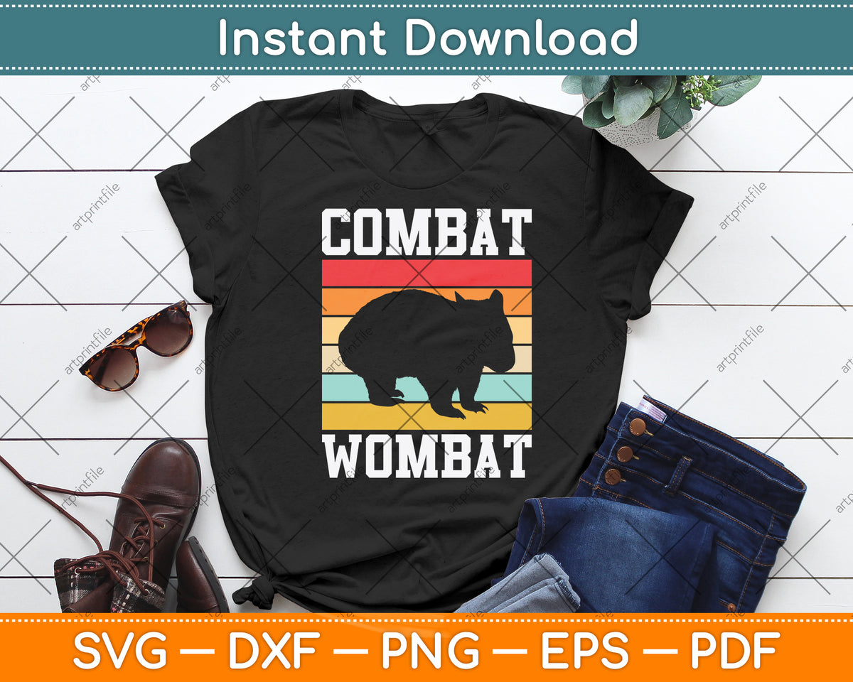 Combat Wombat Vintage Retro Svg Png Dxf Digital Cutting File