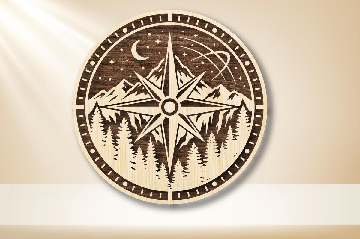 Compass Mountain Laser Cut SVG