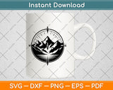 Compass and Mountains Svg Png Dxf Digital Cutting File