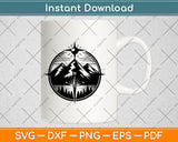 Compass and Mountains Svg Png Digital Cutting File