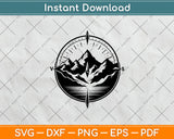 Compass and Mountains Svg Png Dxf Digital Cutting File