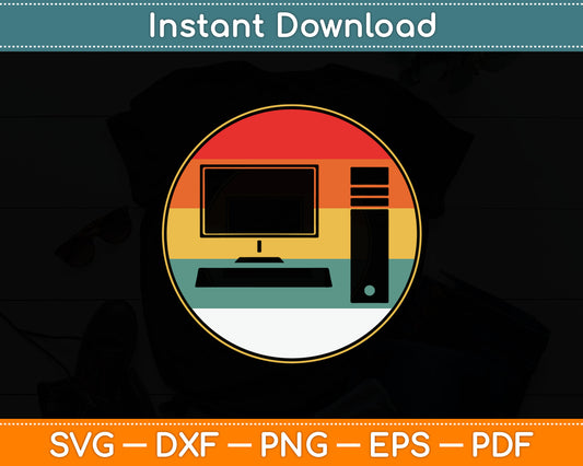 Computer Computer Science IT Support Retro Vintage Svg Digital Cutting File