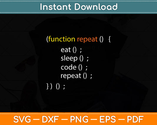 Computer Science Programmer Eat Sleep Code Funny Svg Design Digital Cutting File