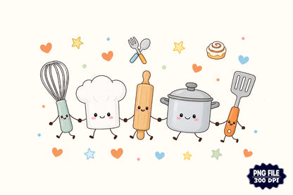 Cute Baking Kitchen Characters PNG Bundle