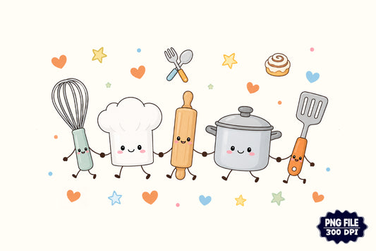 Cute Baking Kitchen Characters PNG Bundle