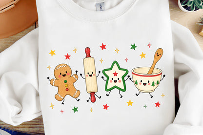 Cute Christmas Baking Characters PNG, Gingerbread Cookie Baking Sublimation Design