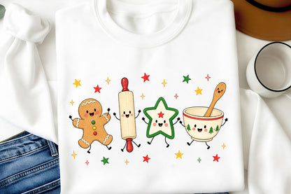Cute Christmas Baking Characters PNG, Gingerbread Cookie Baking Sublimation Design