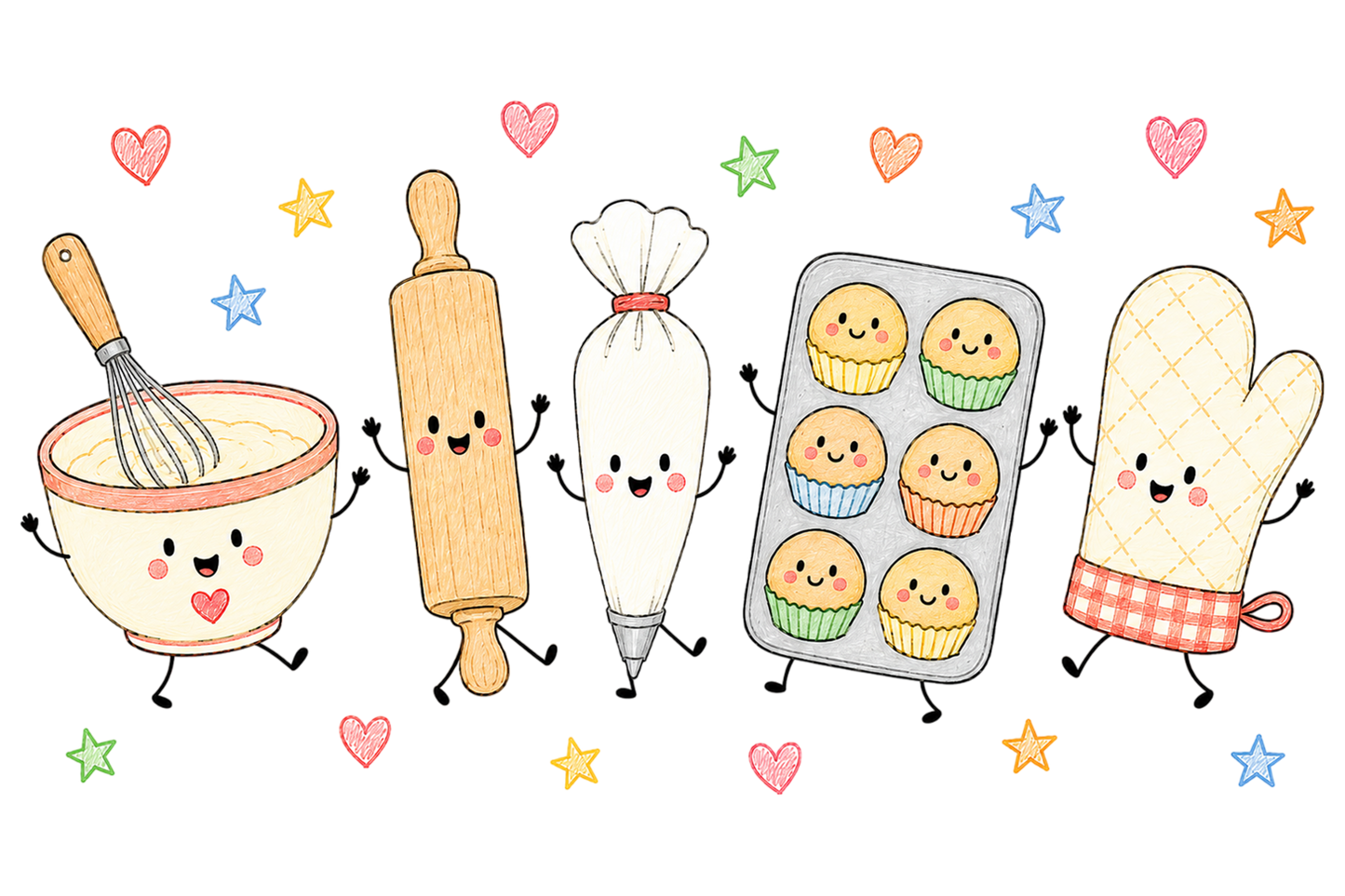 Cute Christmas Baking Doodle PNG, Holiday Baker Tools Sublimation Design