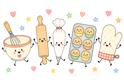 Cute Christmas Baking Doodle PNG, Holiday Baker Tools Sublimation Design