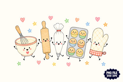 Cute Christmas Baking Doodle PNG, Holiday Baker Tools Sublimation Design