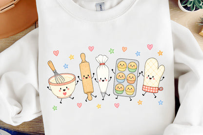Cute Christmas Baking Doodle PNG, Holiday Baker Tools Sublimation Design