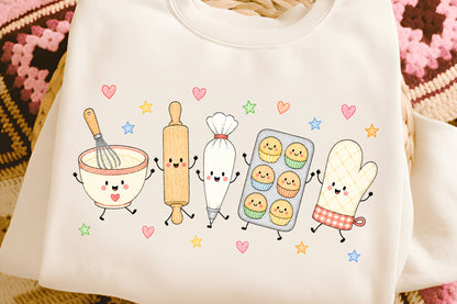 Cute Christmas Baking Doodle PNG, Holiday Baker Tools Sublimation Design