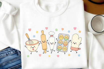 Cute Christmas Baking Doodle PNG, Holiday Baker Tools Sublimation Design