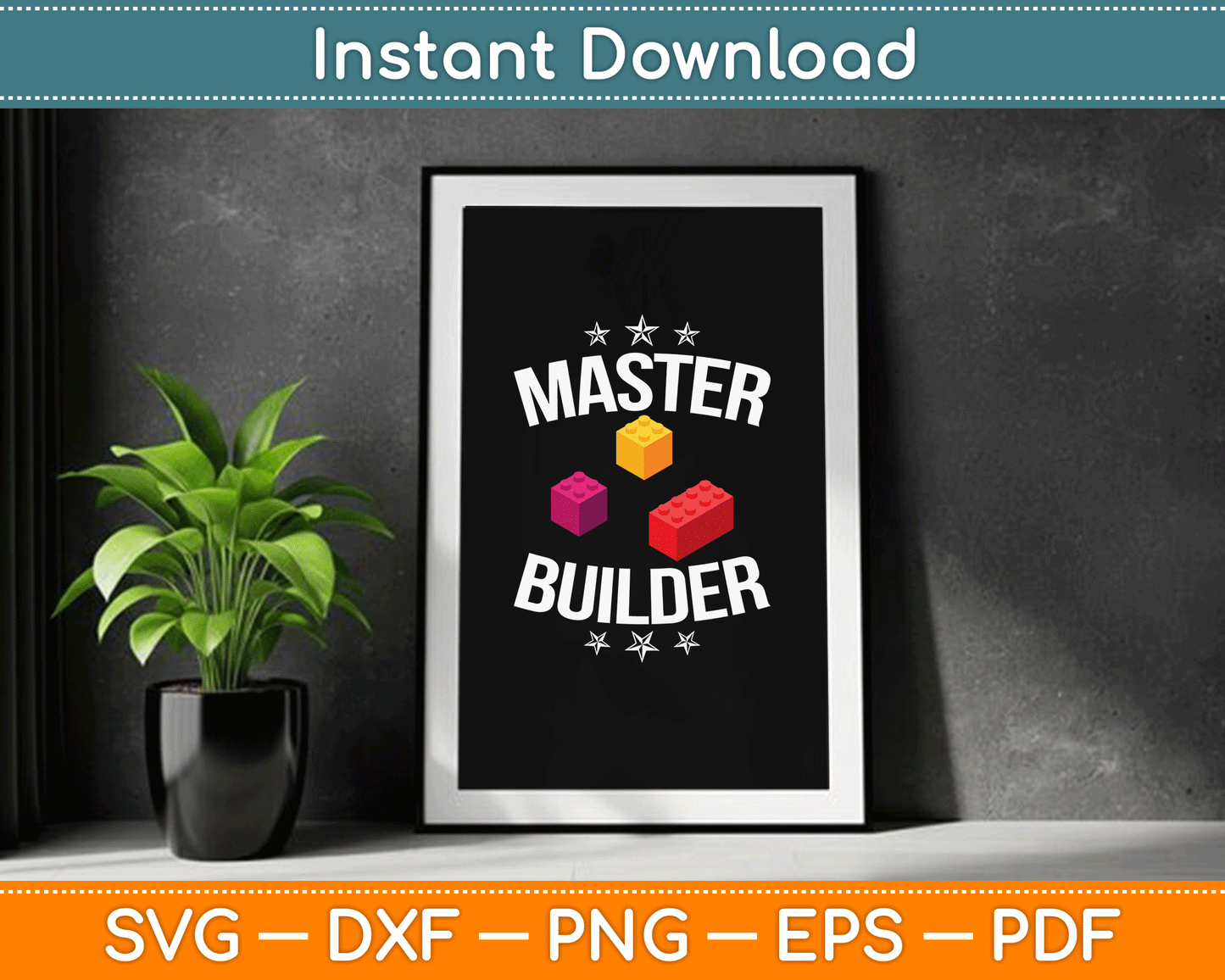 Cool Master Builder Funny Building Blocks SVG Digital Cutting File